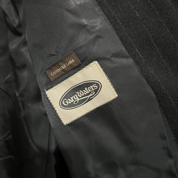 CANALI Black Chalk Striped 3-btn Cashmere Wool Overcoat Coat US 46 EU 56 - Picture 8 of 8